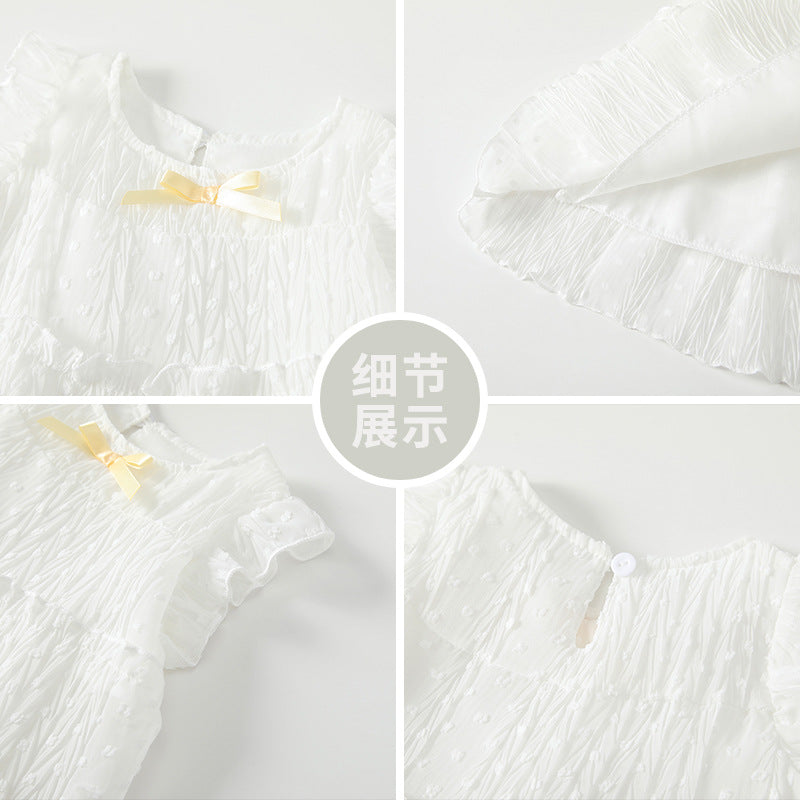 new girls' tank dress summer outfit baby girl princess dress stylish puffy flutter sleeve dress chiffon infant dress