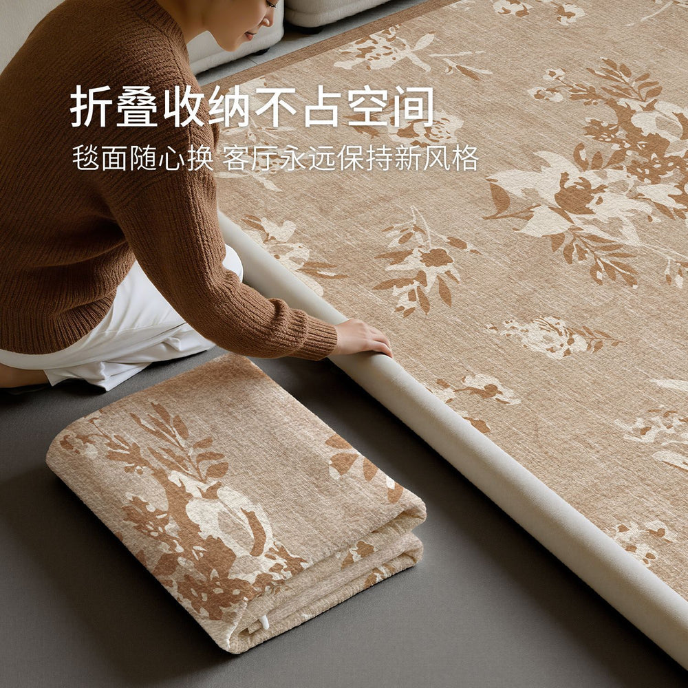 Removable and washable living room carpet, chinese ancient style double-layer sound insulation and noise reduction sofa cushion, easy to care for, machine washable bedroom bedside blanket