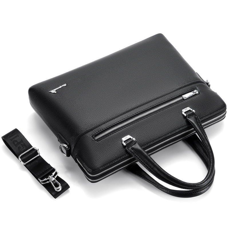 New men's fashion trend high-end laptop bag leather large-capacity bag briefcase messenger bag