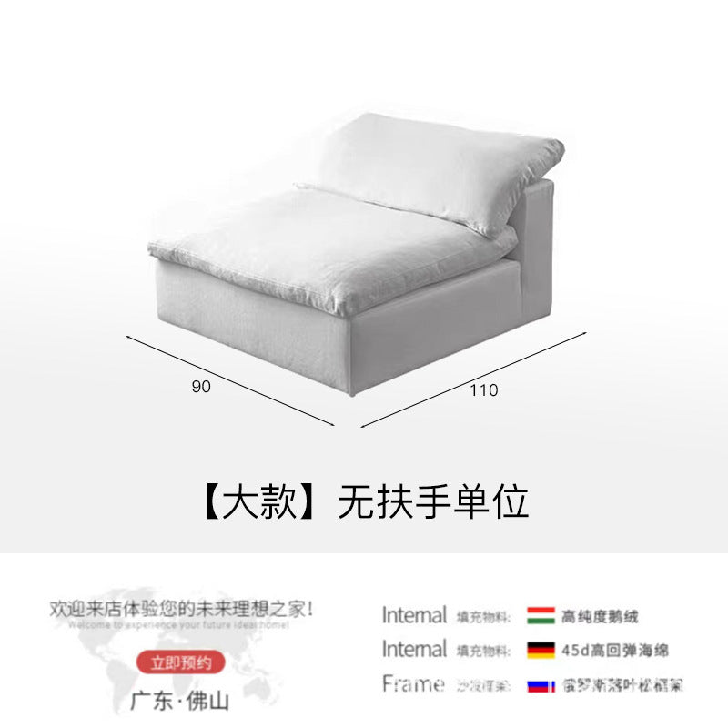 Designer yunsha releases art three-person straight-line modern casual cream style down module sofa combination