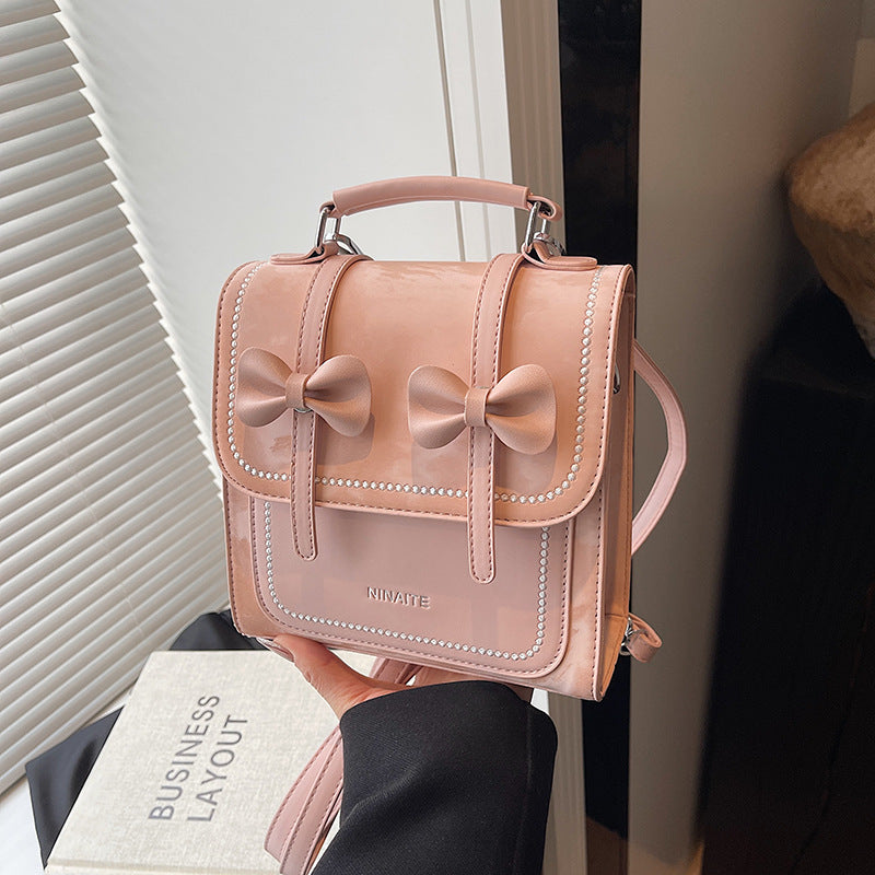 New backpack women's versatile casual portable Korean version student schoolbag small square bag premium sense lightweight travel backpack