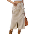 Fashion cross-border export women's summer new style  washed lace-up workwear denim slit skirt skirt
