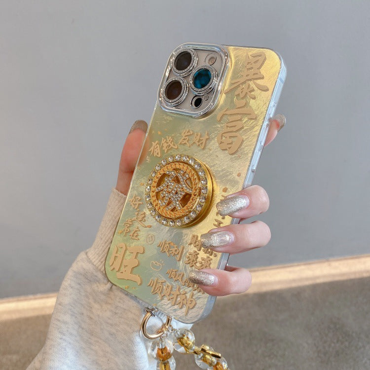 New year's wheel of fortune spinner case for apple 16 - good luck & fortune swirl design - iphone 11 full coverage lens protector case