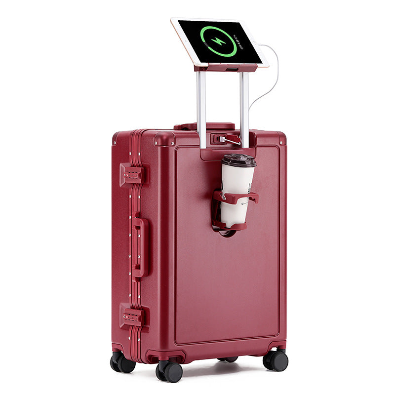 Pinghu new suitcase women's 20-inch boarding case aluminum frame high-value trolley case silent wheel leather case password case