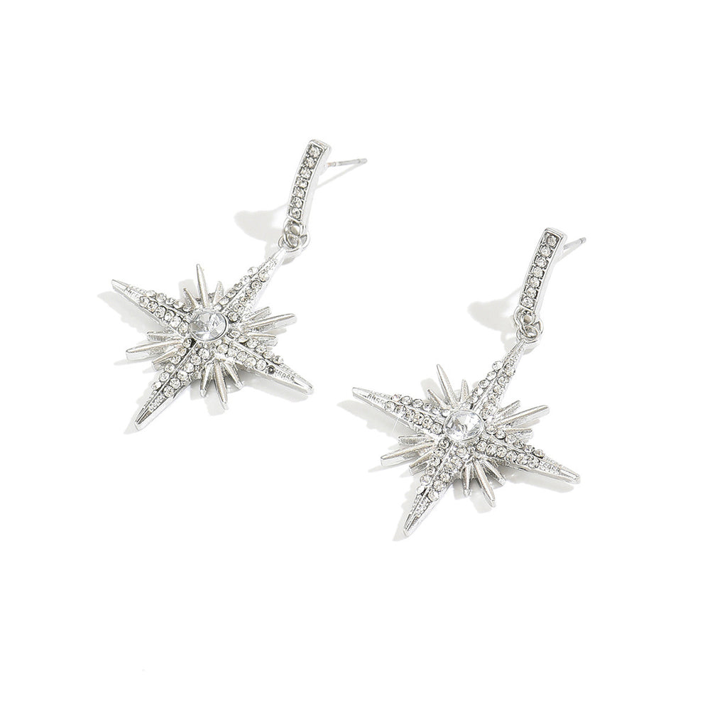 European and american cross-border cold style star earrings for women, trendy sweet and cool, irregular eight-pointed star, diamond-encrusted, light luxury earrings wholesale