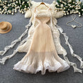 French twist knot camisole dress - unique & chic summer high-waisted pleated maxi dress with flowy ruffle hem