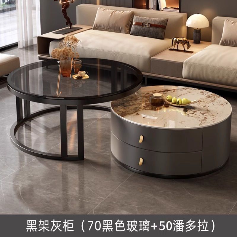New arrivalaccessible luxury coffee table living room for homecasual modern small apartment classy table round slate popular retractable