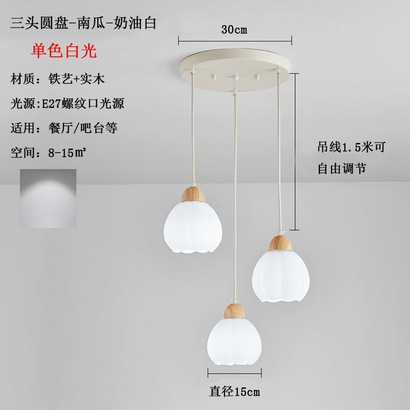 French Cream Wind Pumpkin Chandelier Designer Bar Lighting Simple Modern Creative Dining Table Art Restaurant Lights