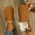 Fleece-linedthick sole baotou boken slippers autumnew arrivalheattech rhinestone cross-border plus sizeoutwear half slippers for women