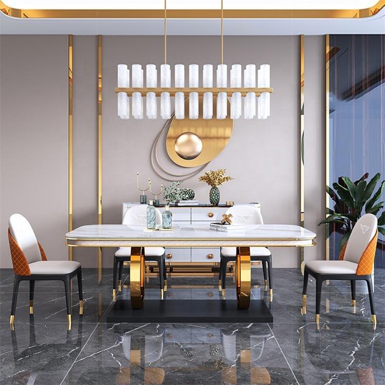 Marble dining table marble dining table for home luxury stone venice brown accessible luxury restaurant 6-person table