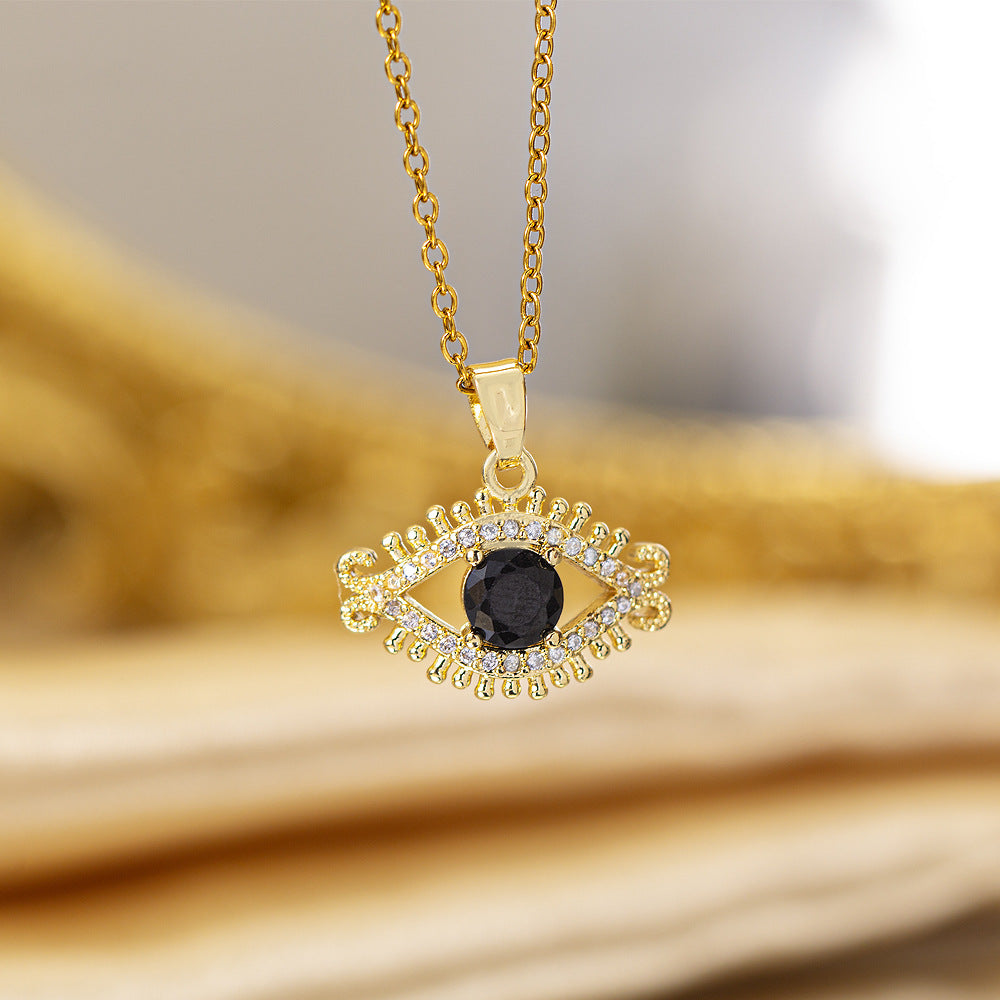 High-quality elegantaccessible luxury full zirconium copper micro-embedded necklace for women, real gold electroplated, simple internet celebrity exquisite sweater chain neck chain