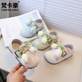 Vancahao kids' french-style leather shoes, new autumn  collection: embroidered princess shoes for girls, vintage student flats