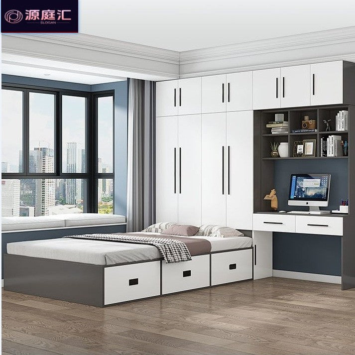 Tatami small apartment bed cabinet all-in-one wardrobe desk kids bed multifunctional for home bedroom storage bed