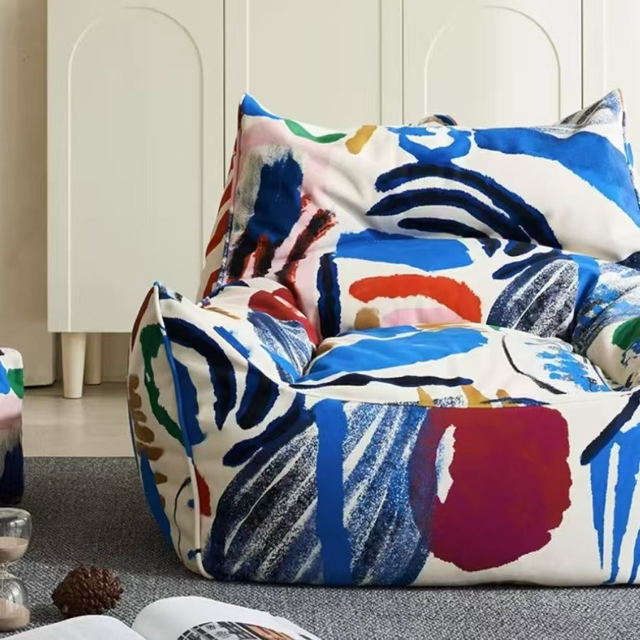 Graffiti lazy sofa commemorative caterpillar casual bean bag suede lounge chair can be used for home balcony cross-border foreign trade