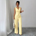 new women's cross-border elegance workwear v-neck button-down pants jumpsuit