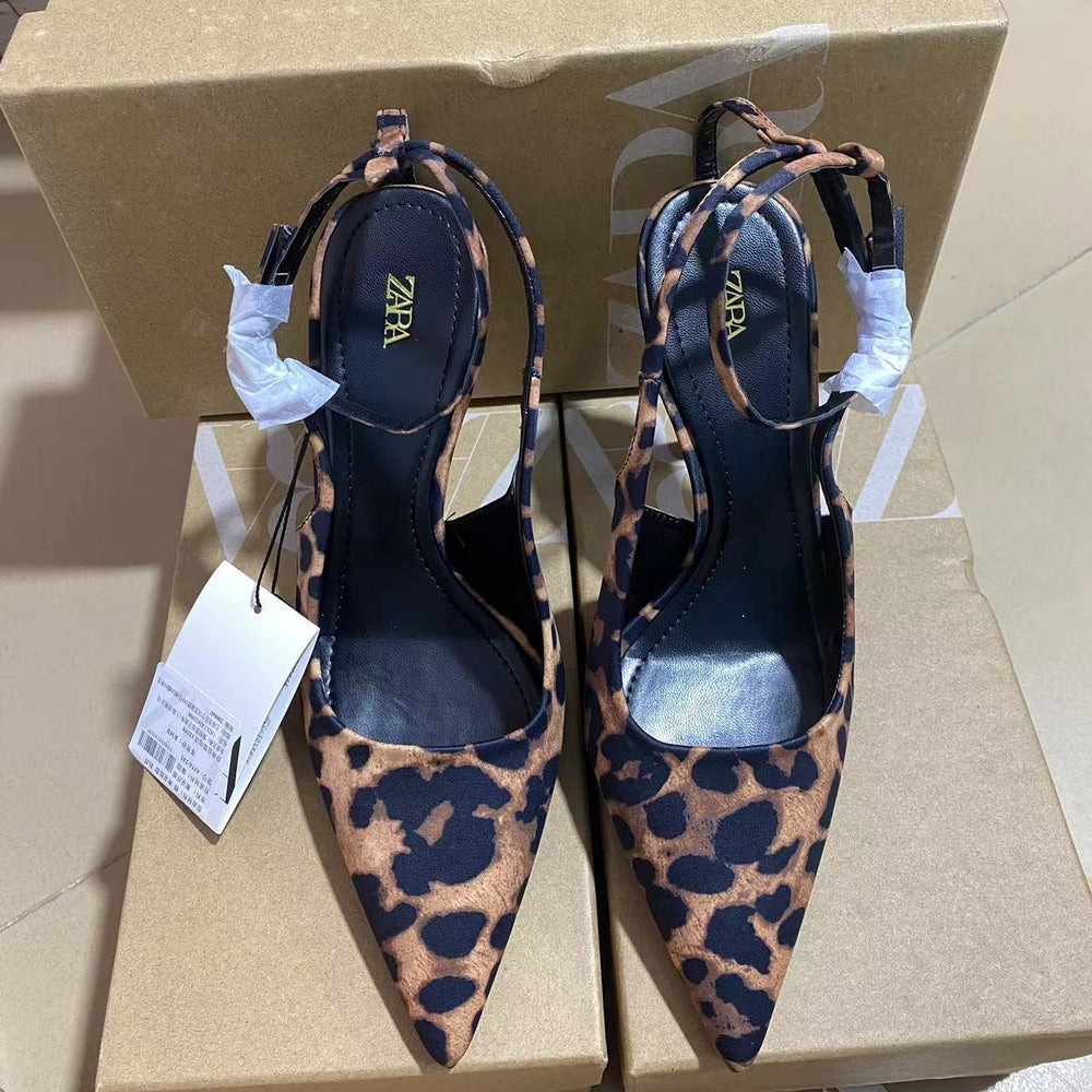 High-quality 2024 spring/summer new arrivals: yangshulin pointed-toe flat loafers for women, vintage mules with genuine leather soles and leopard print