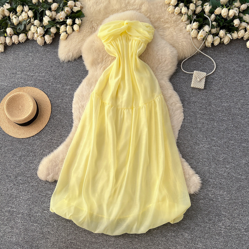 Frenchniche stylesense of design knot sexytube topdress women's beach vacation dress long dress spring summer