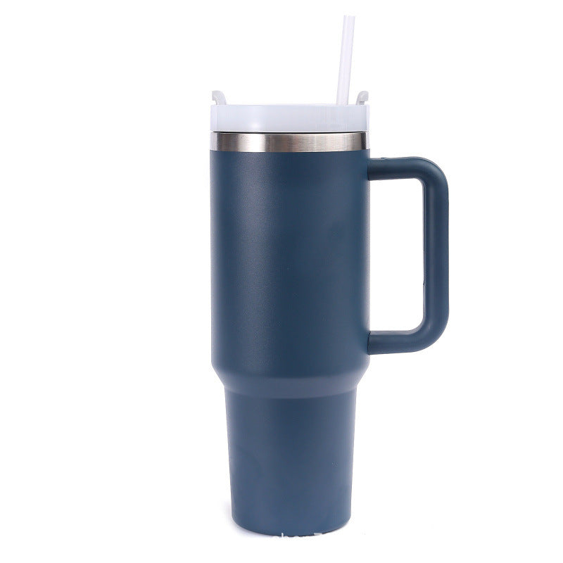 40oz 304 stainless steel large capacity insulated tumbler with handle, vacuum straw, car cup, gift water bottle, business gift