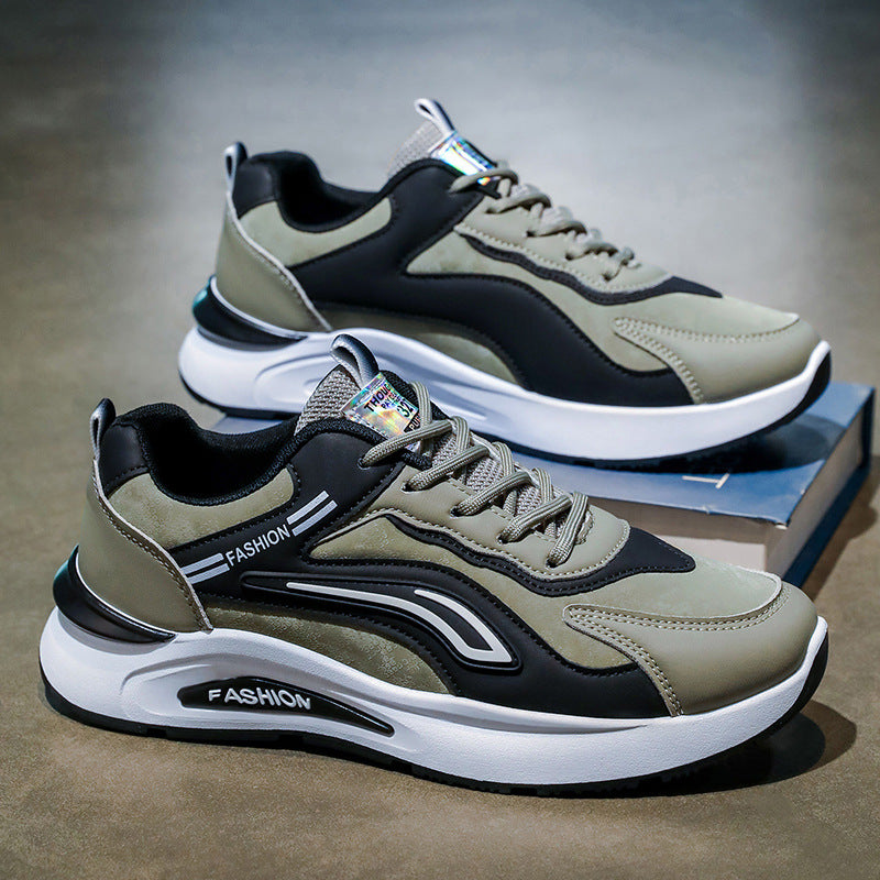 Men's spring casual shoes 2025 new leather running shoes non-slip athletic shoes men's waterproof anti-slip trendy shoes