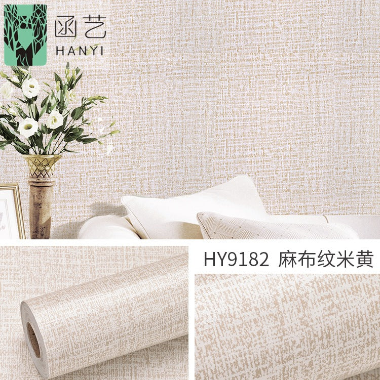Solid color linen pattern TV background wallpaper Plain wallpaper Self-adhesive bedroom living room wall decoration Waterproof wall covering