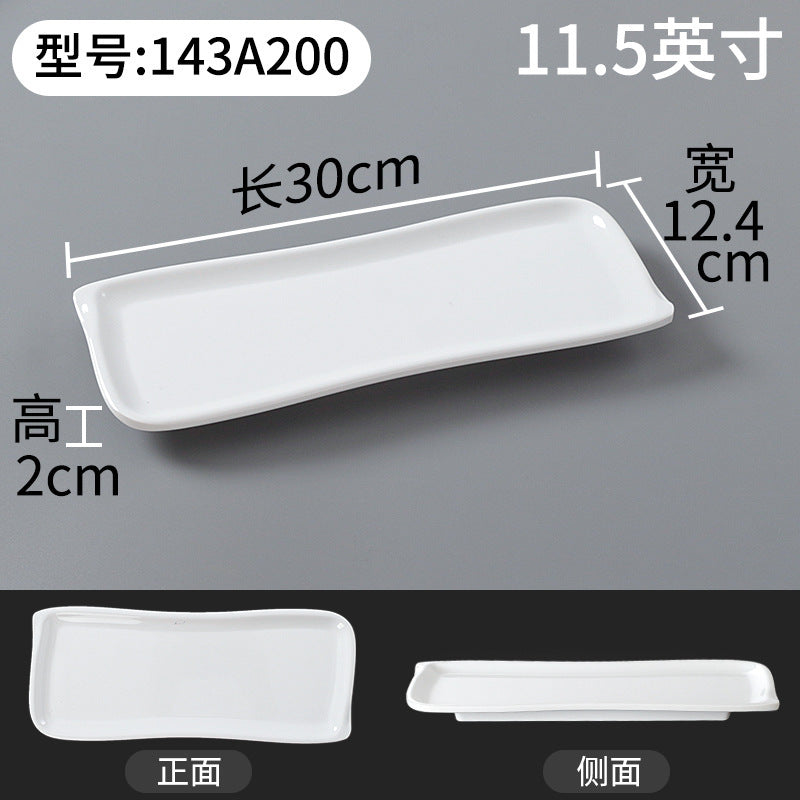 Xiangyuanmei melamine tableware white plate rectangular commercial catering beef plate plastic dinner plate hot pot mutton plate