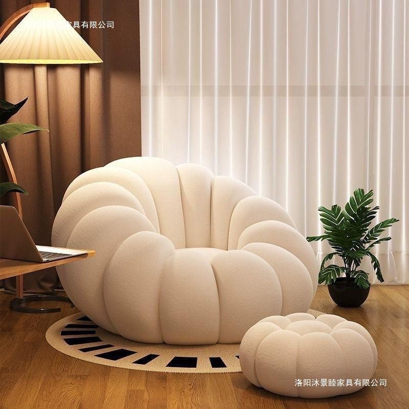 Cream style lazy sofa can lie down and sleep pumpkin sofa chair casual chair cashmere fabric sofa single sofa