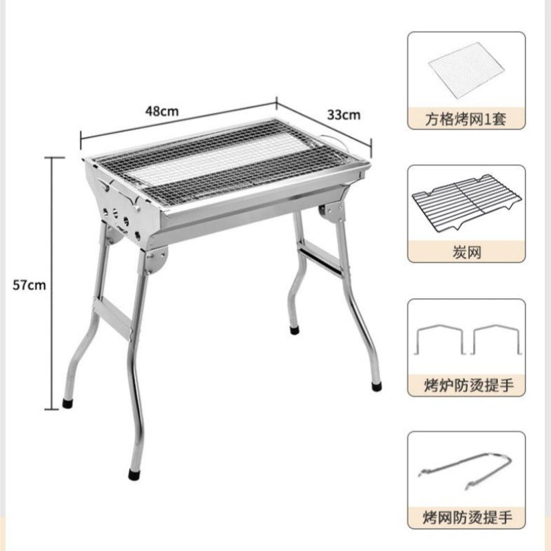Portable folding bbq grill for outdoor use - home charcoal grill, camping bbq, mini charcoal stove