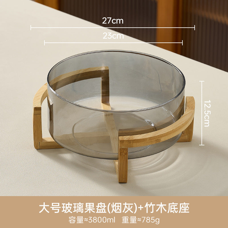 Glass fruit bowl salad bowl with stand - ideal for hotel reception, ktv buffets, home use, welcome snacks, candy storage, and fruit serving