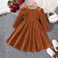 Ew foreign trade children's wear: new autumn/winter velvet bow christmas princess dress for girls (sizes for toddlers and young children)