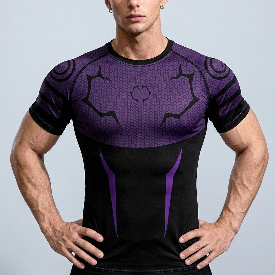 export custom seamless jacquard athletic short-sleeve men's quick-dry fitness training stretch slim-fit crew neck t-shirt for summer
