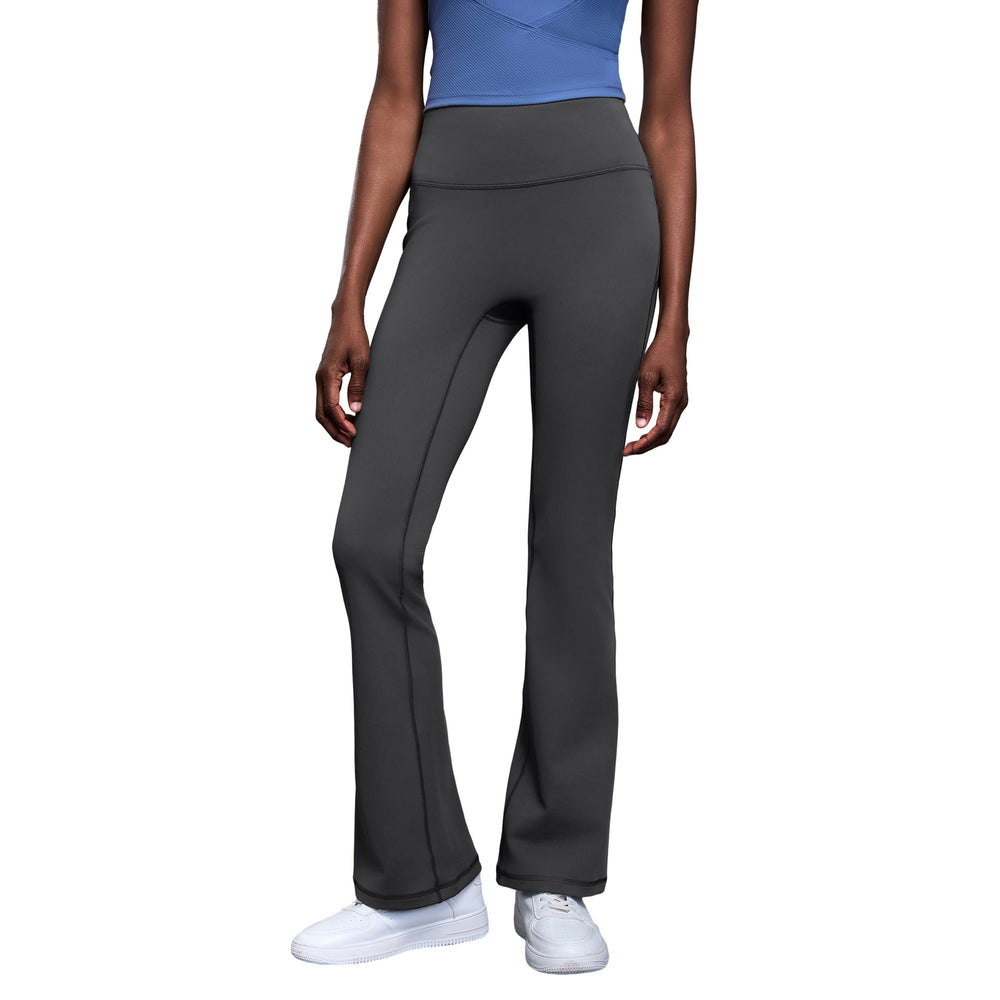 High-waisted, stretchy yoga pants for women, perfect for fall and winter. these fleece-lined, slightly flared pants offer tummy control, a slimming effect, and are ideal for sports and fitness. model: dl204-2