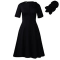 D586  european and american women's clothing  new short-sleeve solid color crew neck elegant african style export dress