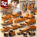 Kids' toy car set - construction vehicle transformation puzzle - fire truck included - perfect birthday gift for 3-4 year old boys