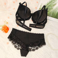 french sexy lace trim women's lingerie set - push-up, anti-sag, minimizes bust size
