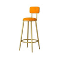 Minimalist modern high bar stool - nordic style gold-tone luxury iron backrest chair for bar, ktv, and counter seating