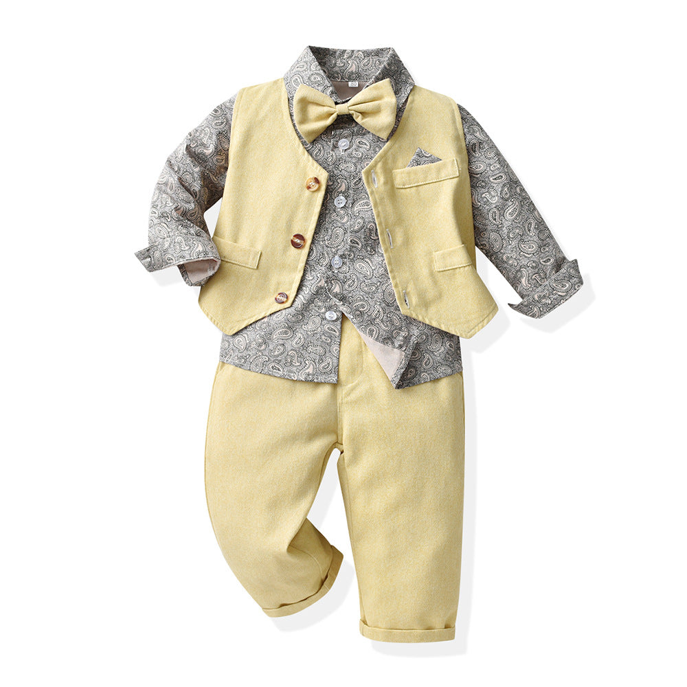 Boys' spring outfit set - new foreign trade style, stylish three-piece casual set for young boys and children, trendy and chic