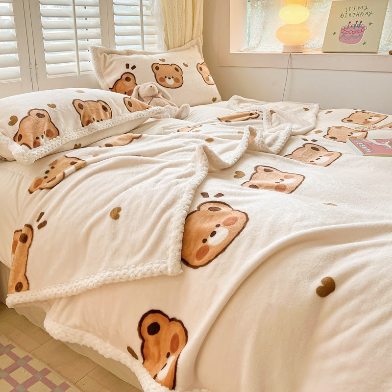 Winter flannel blanket thickened warm coral fleece blanket milk fleece nap blanket office blanket wholesale