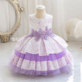 Wholesale children's dresses for export: lace floral tiered princess dress, baby girl's first birthday dress, evening gown