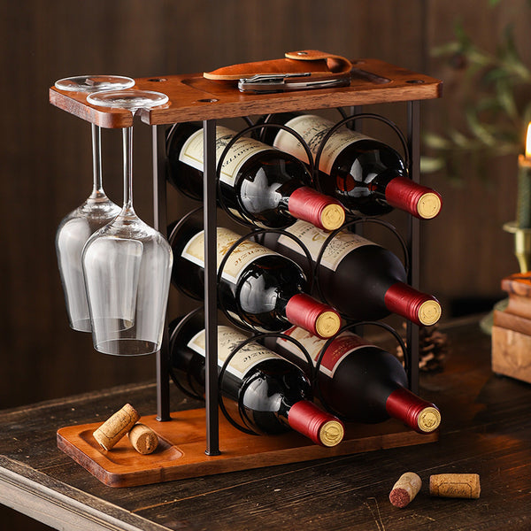 Creative American metal wood bottom red wine glass upside down rack, restaurant bar wine rack ornament,  supply wholesale