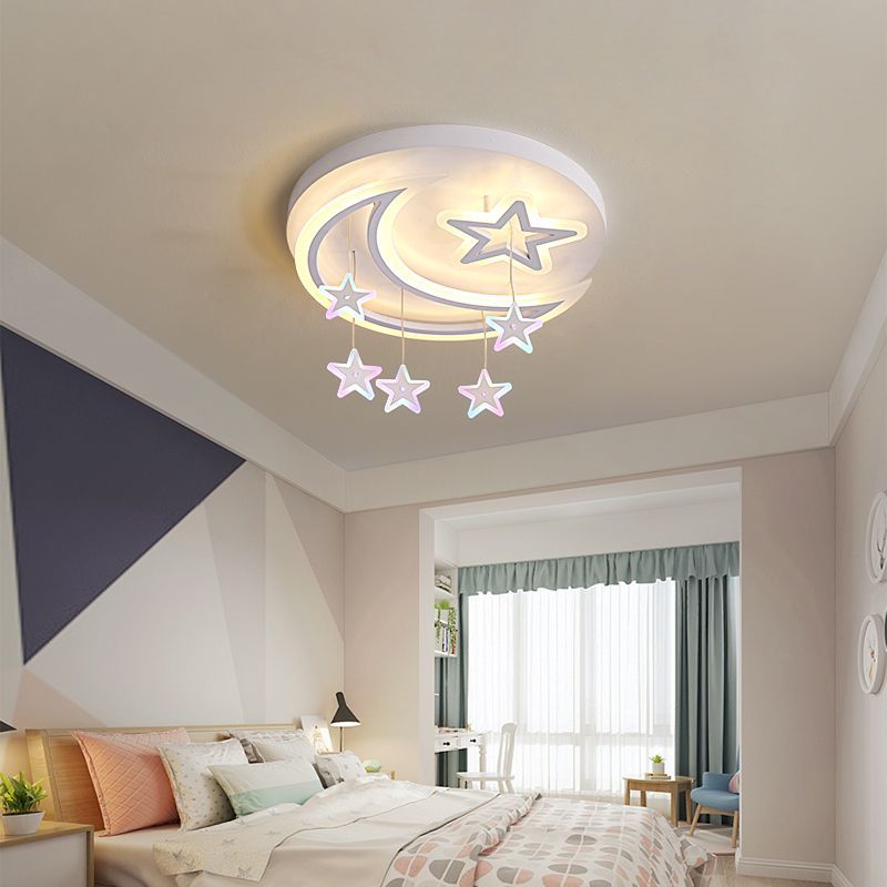 Children's room moon star led ceiling lamp modern simple bedroom lamp boy girl princess room lighting