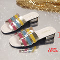 export roman colorful sandals women's summer new fashion flat woven hollow-out closed-toe half slippers