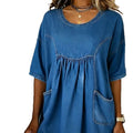 fashion  new arrivalcasual round neck elegant summerfashiontrendy short sleeve dress