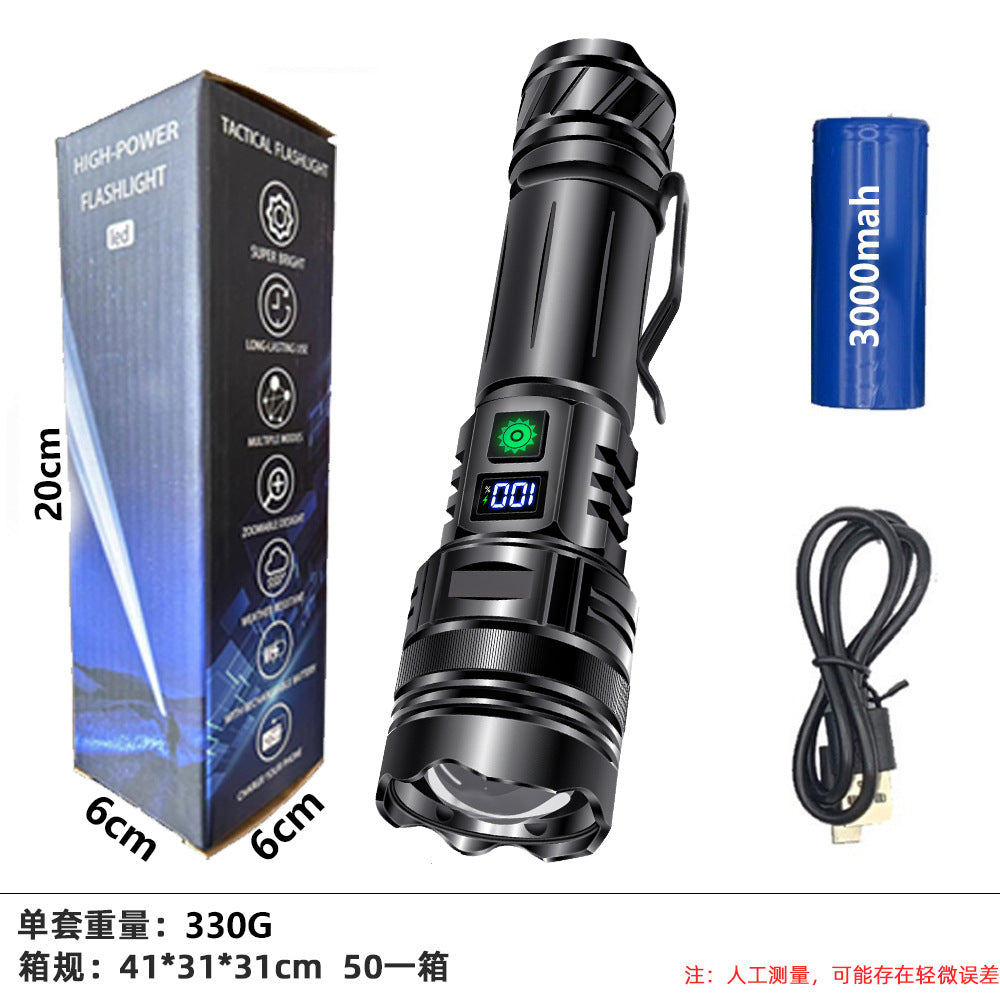 Douyin hot-selling new white laser super bright flashlight portable flood control emergency self-defense outdoor flashlight one piece