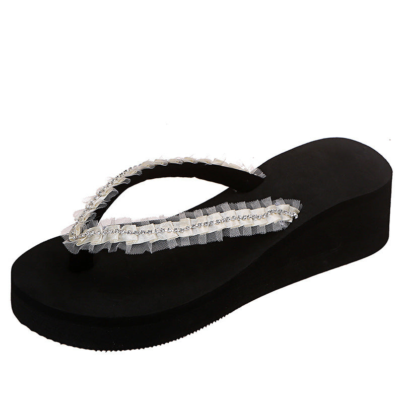 Exportplus size rhinestone flip-flops sandals summernew arrivalfashionplatform shoesthick soleflatscasual flip-flops