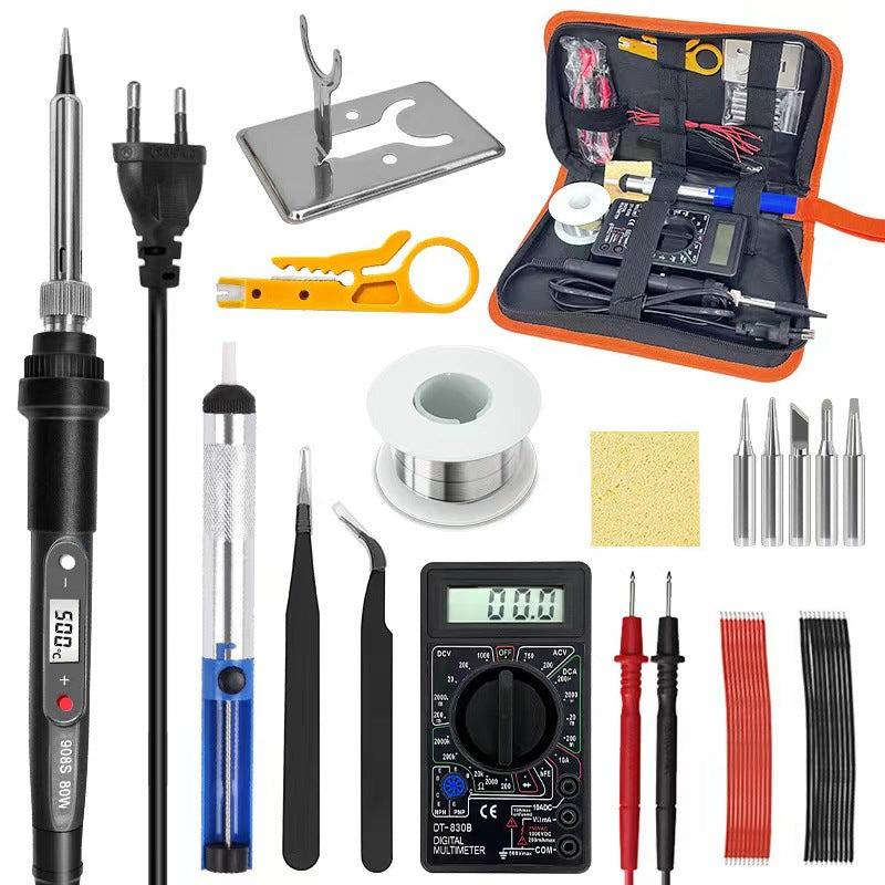 80W internal thermal digital display electric soldering iron adjustable temperature 908S multimeter combination set maintenance tool electric welding pen soldering iron