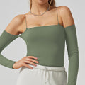 One shoulder autumn wear new arrival women's sports long sleeves t-shirt yoga wear tight dance outwear thin fitness wear