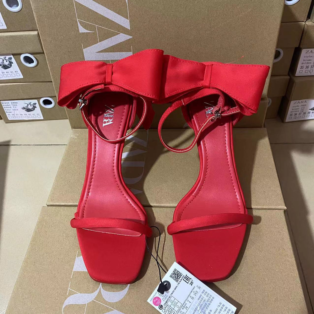 Za2024summernew arrival high-heeled one-piece back heel bowsfashionfashionoutwear women's sandals