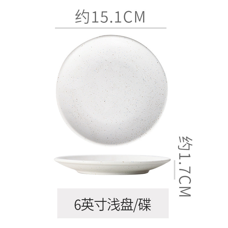Minimalist blue and white polka dot ceramic bowls, plates, and dishes - perfect for home, restaurant, western cuisine, steak, high-end hotel, and unique dessert presentation