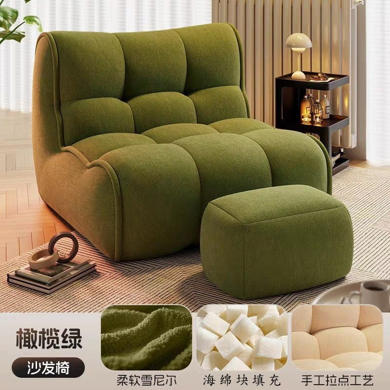Vacuum compressed sofa casual modern lazy fabric sofa sponge single sofa cream casual living room casual