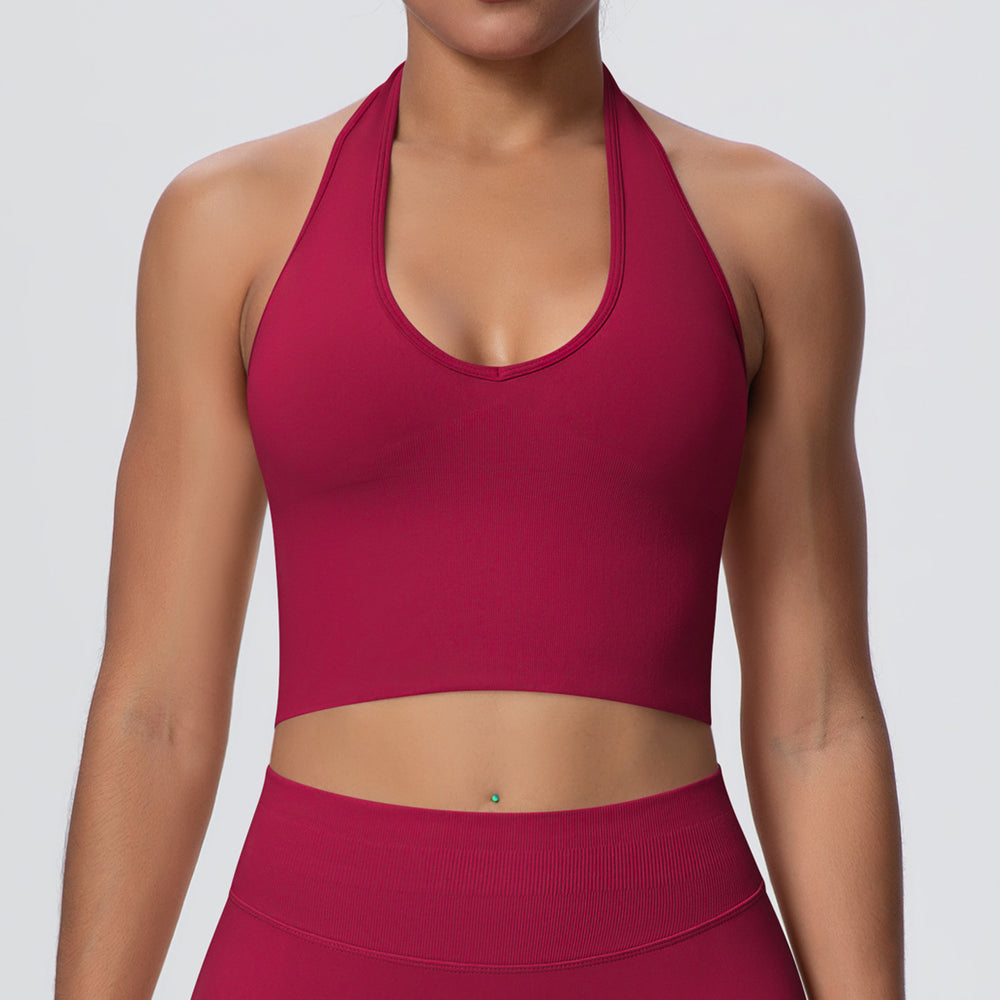 fashion breathable halter back yoga bra fashion seamless sports intimates women's summer bubble wrap fitness tops